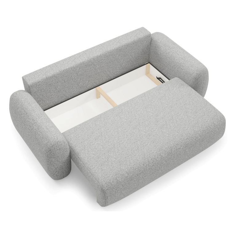 Divano Letto 3 Posti Grigio Chiaro Contenitore di Apertura a Libro 266x121 cm, Reclinabile - Sessame