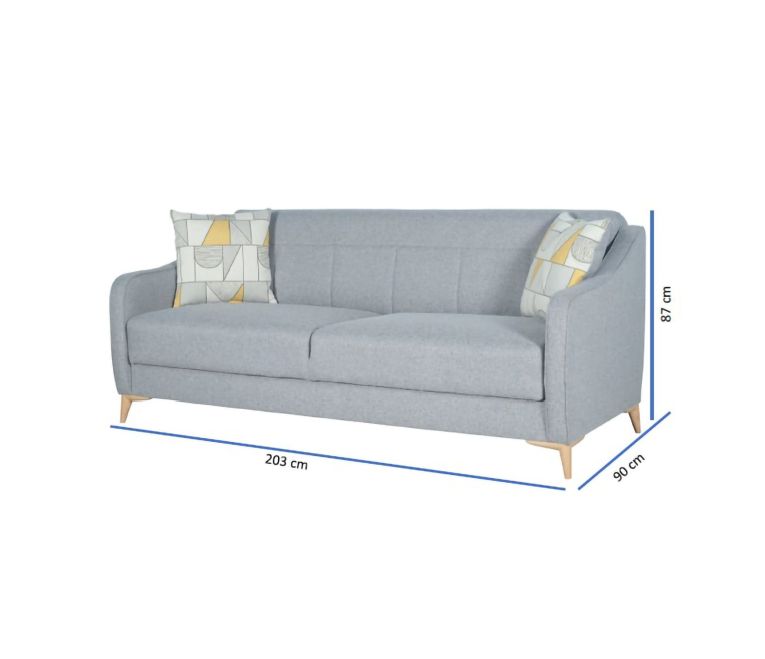 Divano Letto 3 Posti Grigio Chiaro Contenitore di Apertura Click-clack 203x90 cm, Lavabile - Propata