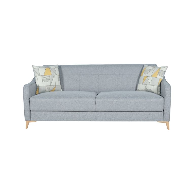 Divano Letto 3 Posti Grigio Chiaro Contenitore di Apertura Click-clack 203x90 cm, Lavabile - Propata