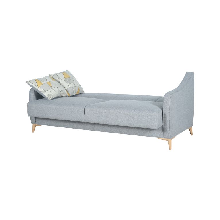 Divano Letto 3 Posti Grigio Chiaro Contenitore di Apertura Click-clack 203x90 cm, Lavabile - Propata