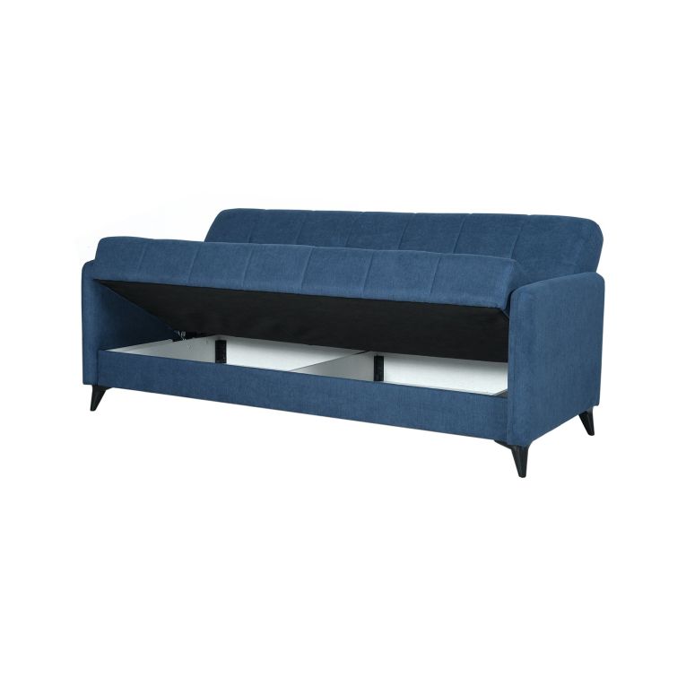 Divano Letto 3 Posti Grigio Chiaro Contenitore di Apertura Click-clack 211x92 cm, Lavabile - Novalesa