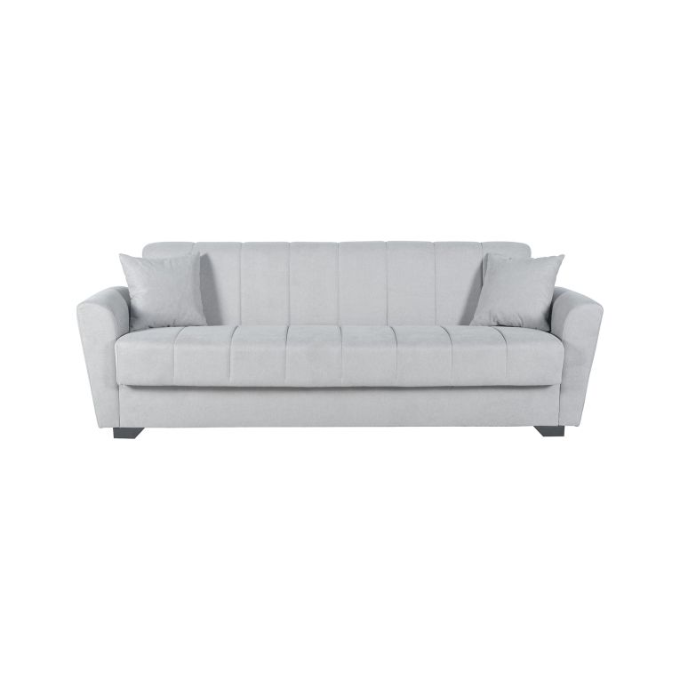 Divano Letto 3 Posti Grigio Chiaro Contenitore di Apertura Click-clack 225x83 cm, Lavabile - Ribera