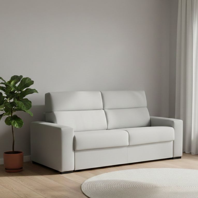 Divano Letto 3 Posti Grigio Chiaro Sfoderabile Contenitore 220x95 cm, Lavabile Made in Italy - Quindici
