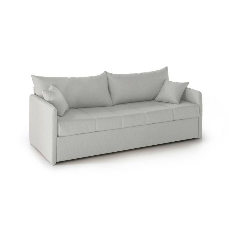 Divano Letto 3 Posti Grigio Chiaro Sfoderabile Lavabile 205x86 cm, Idrorepellente Letto Estraibile Materasso Incluso Rete a Doghe Made in Italy