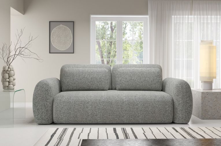 Divano Letto 3 Posti Grigio Contenitore di Apertura a Libro 266x121 cm, Reclinabile - Sessame