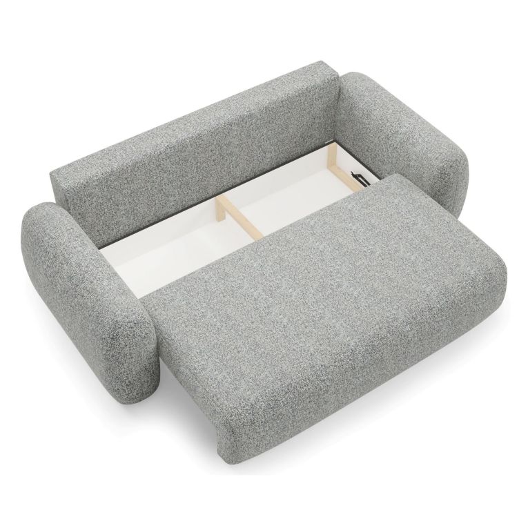 Divano Letto 3 Posti Grigio Contenitore di Apertura a Libro 266x121 cm, Reclinabile - Sessame