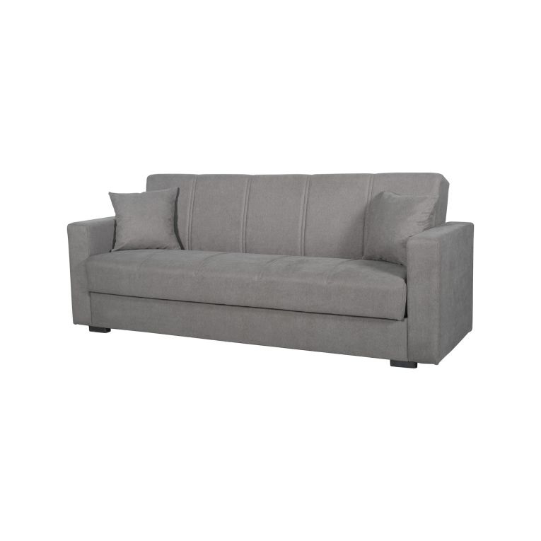 Divano Letto 3 Posti Grigio Contenitore di Apertura Click-clack 214x80 cm, Lavabile - Giaveno
