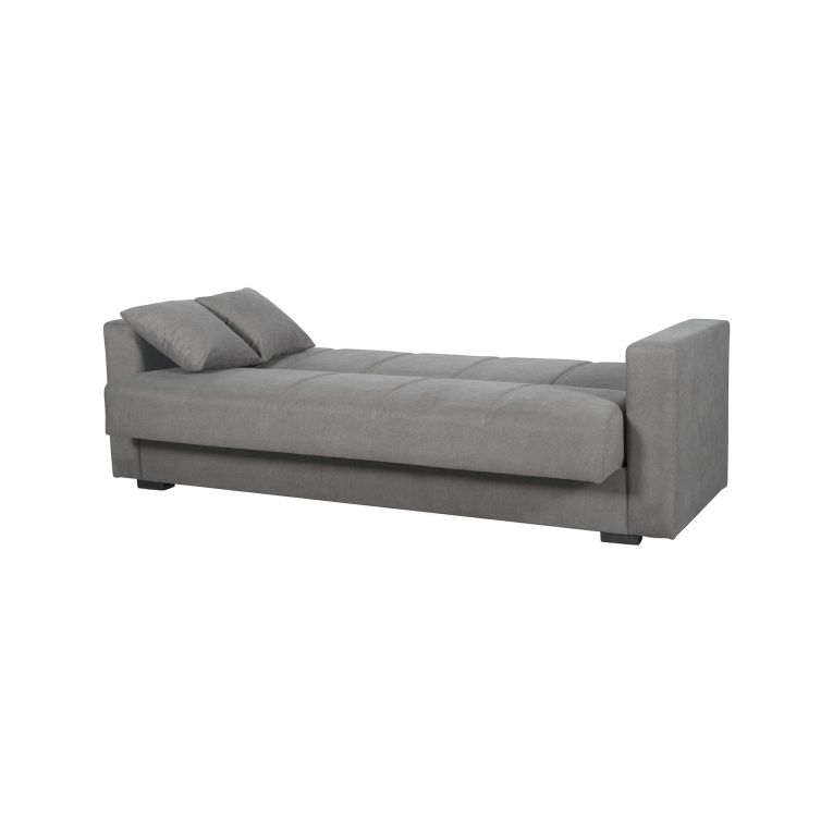 Divano Letto 3 Posti Grigio Contenitore di Apertura Click-clack 214x80 cm, Lavabile - Giaveno