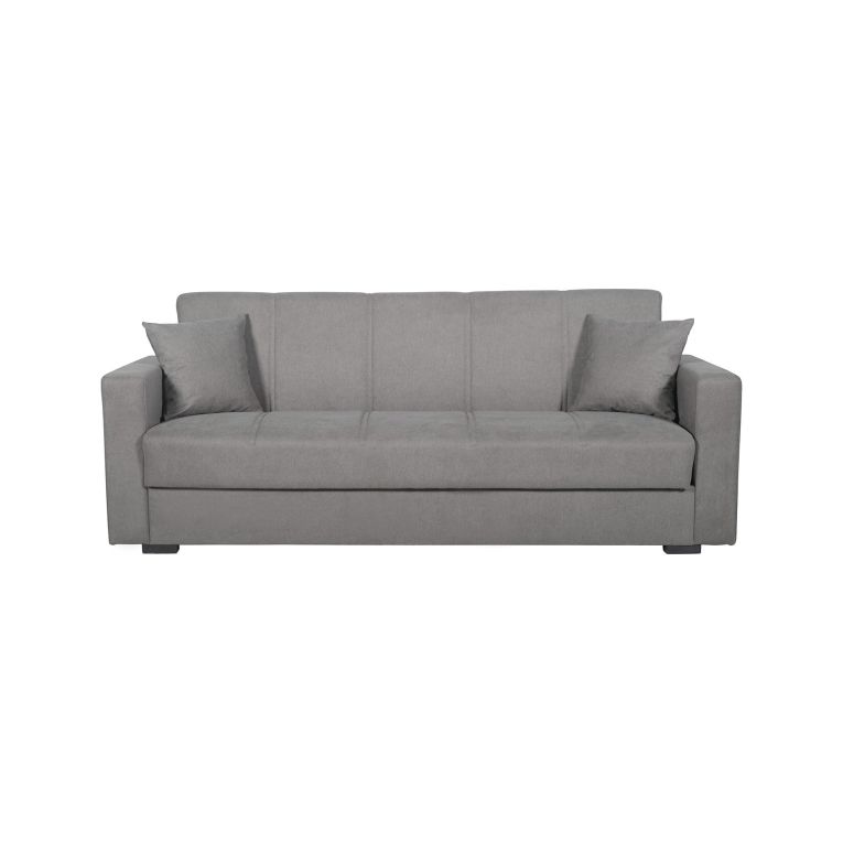 Divano Letto 3 Posti Grigio Contenitore di Apertura Click-clack 214x80 cm, Lavabile - Giaveno