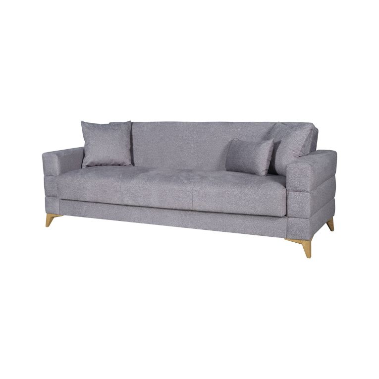Divano Letto 3 Posti Grigio Contenitore di Apertura Click-clack 222x88 cm, Lavabile - Nogara