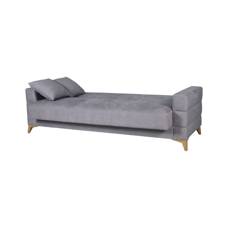 Divano Letto 3 Posti Grigio Contenitore di Apertura Click-clack 222x88 cm, Lavabile - Nogara
