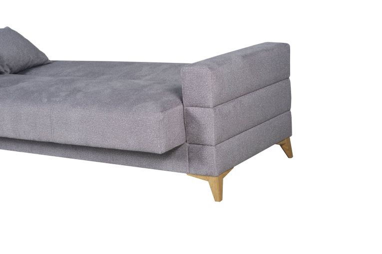 Divano Letto 3 Posti Grigio Contenitore di Apertura Click-clack 222x88 cm, Lavabile - Nogara