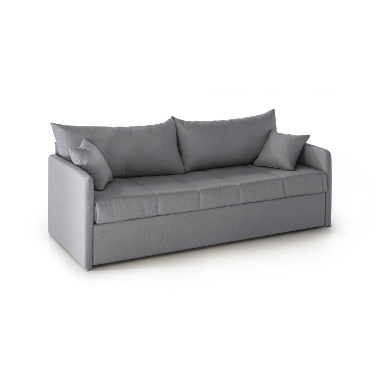 Divano Letto 3 Posti Grigio Sfoderabile Lavabile 205x86 cm, Letto Estraibile Materasso Incluso Made in Italy - Avellana