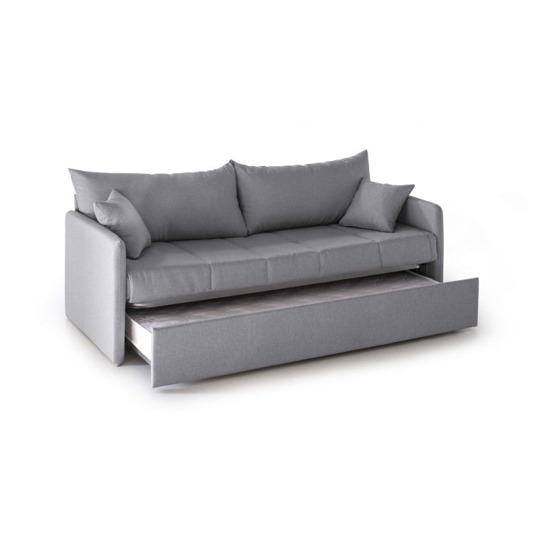 Divano Letto 3 Posti Grigio Sfoderabile Lavabile 205x86 cm, Letto Estraibile Materasso Incluso Made in Italy - Avellana