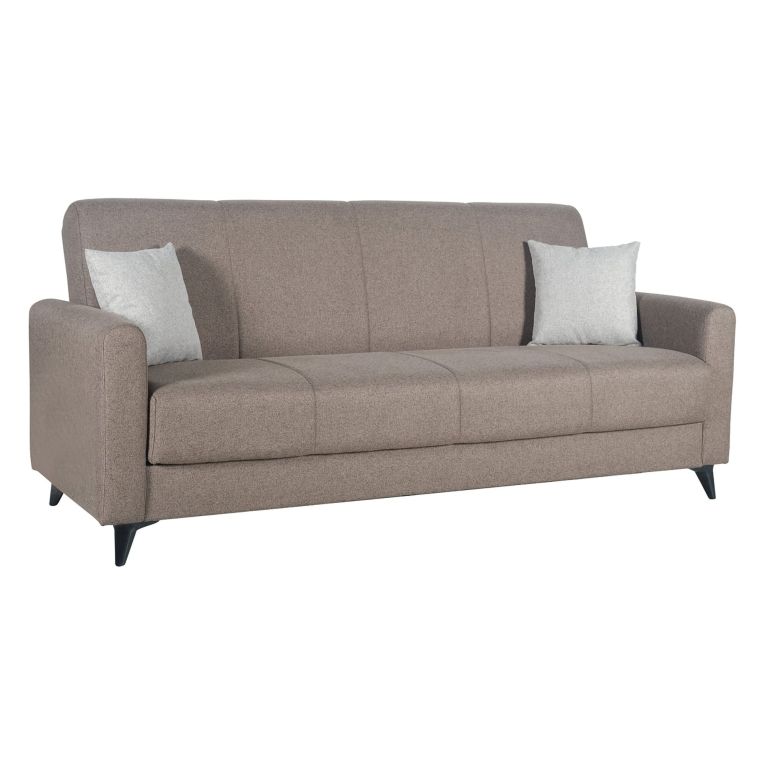 Divano Letto 3 Posti Marrone Contenitore di Apertura Click-clack 220x90 cm, Lavabile - Mulazzo