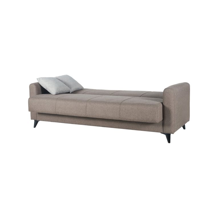 Divano Letto 3 Posti Marrone Contenitore di Apertura Click-clack 220x90 cm, Lavabile - Mulazzo