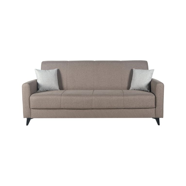 Divano Letto 3 Posti Marrone Contenitore di Apertura Click-clack 220x90 cm, Lavabile - Mulazzo