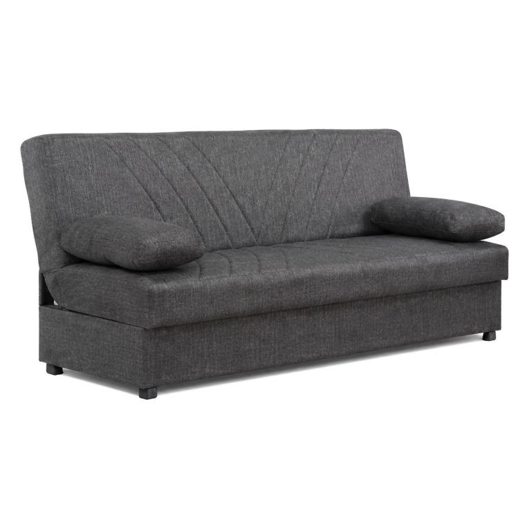 Divano Letto 3 Posti Marrone Contenitore Reclinabile 181x81 cm, Cuscini Inclusi - Apicella