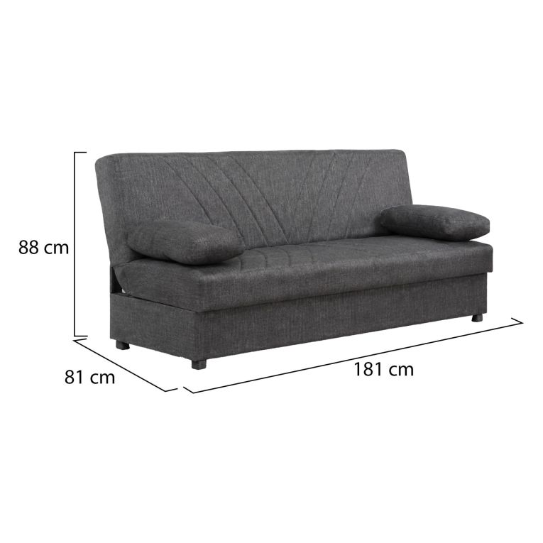 Divano Letto 3 Posti Marrone Contenitore Reclinabile 181x81 cm, Cuscini Inclusi - Apicella