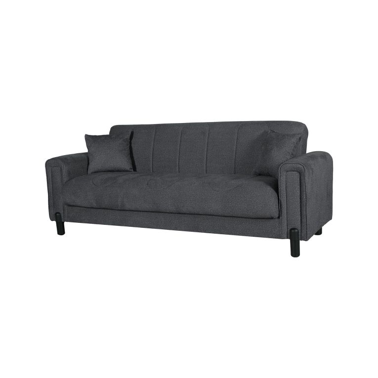 Divano Letto 3 Posti Nero Antracite Contenitore 226x86 cm, Lavabile - Papozze
