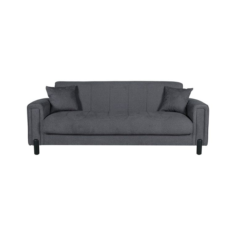 Divano Letto 3 Posti Nero Antracite Contenitore 226x86 cm, Lavabile - Papozze