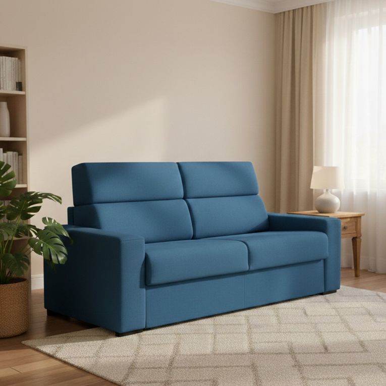 Divano letto 3 posti Quindici, 220x95 h100 cm, Blu