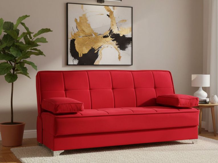 Divano letto 3 posti rosso 190x87cm - Andrey