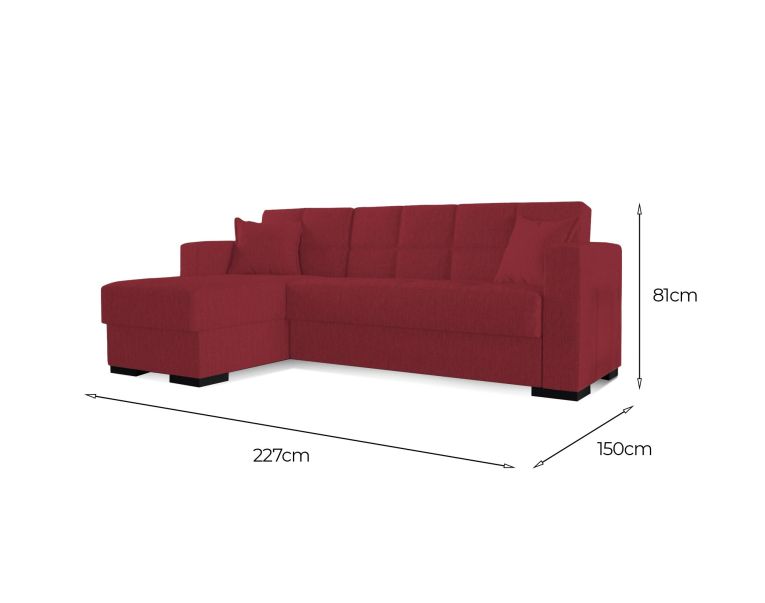Divano letto 3 posti rosso 227x150cm - Armadillo