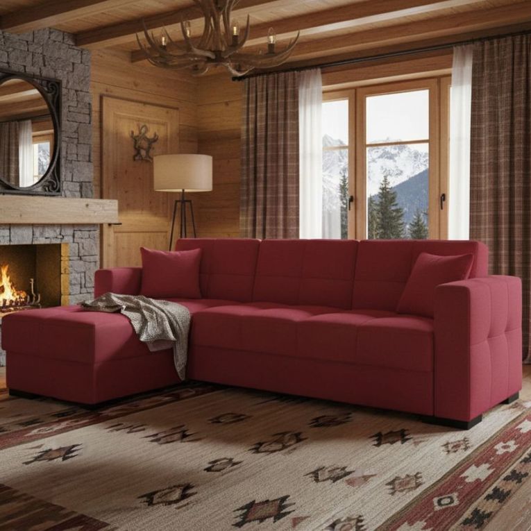 Divano letto 3 posti rosso 227x150cm - Armadillo
