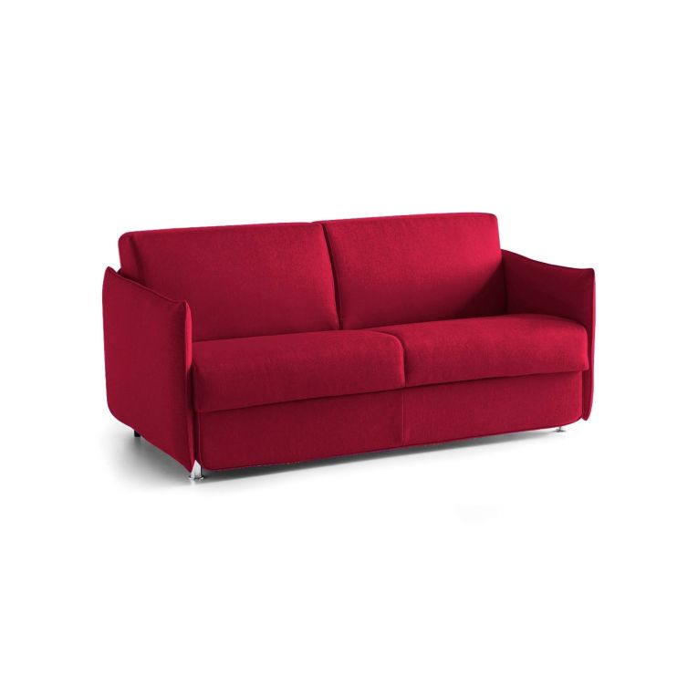 Divano Letto 3 Posti Rosso Sfoderabile Contenitore 200x95 cm, Lavabile Made in Italy - Cecina