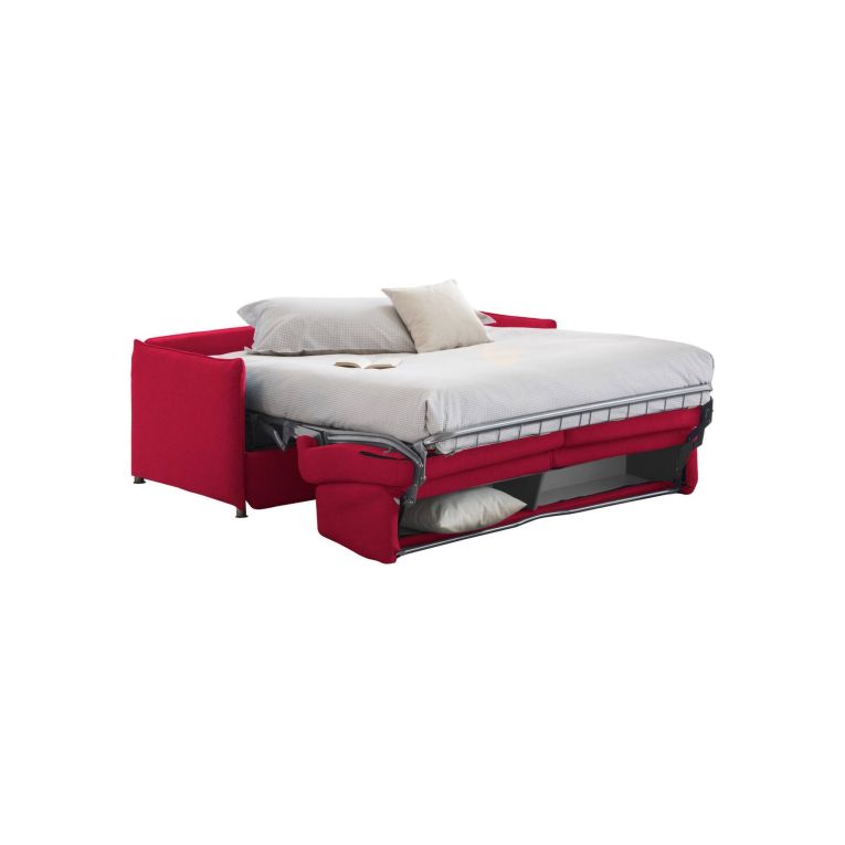 Divano Letto 3 Posti Rosso Sfoderabile Contenitore 200x95 cm, Lavabile Made in Italy - Cecina