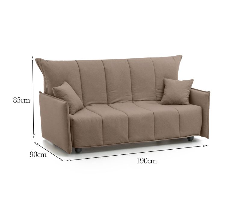 Divano letto 3 posti tortora 190x90cm - Ardis