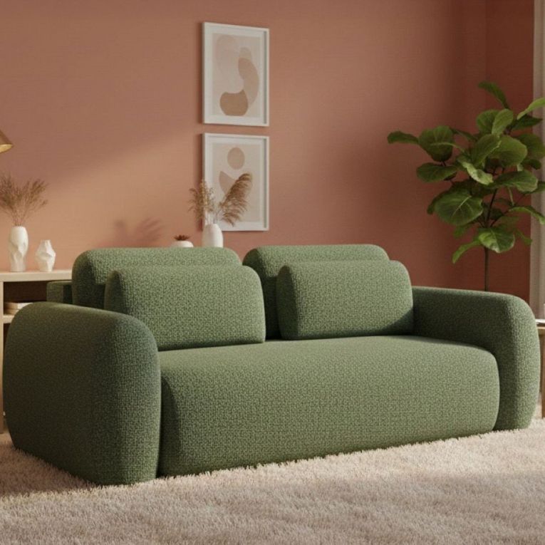 Divano Letto 3 Posti Verde Contenitore di Apertura a Libro 266x121 cm, Reclinabile - Sessame