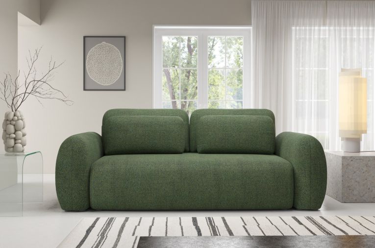 Divano Letto 3 Posti Verde Contenitore di Apertura a Libro 266x121 cm, Reclinabile - Sessame