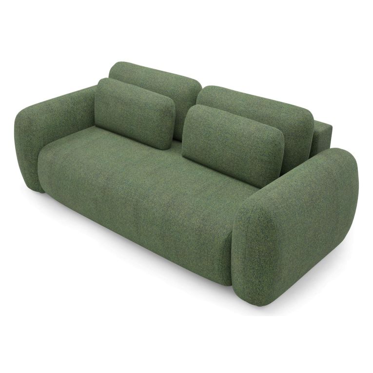 Divano Letto 3 Posti Verde Contenitore di Apertura a Libro 266x121 cm, Reclinabile - Sessame