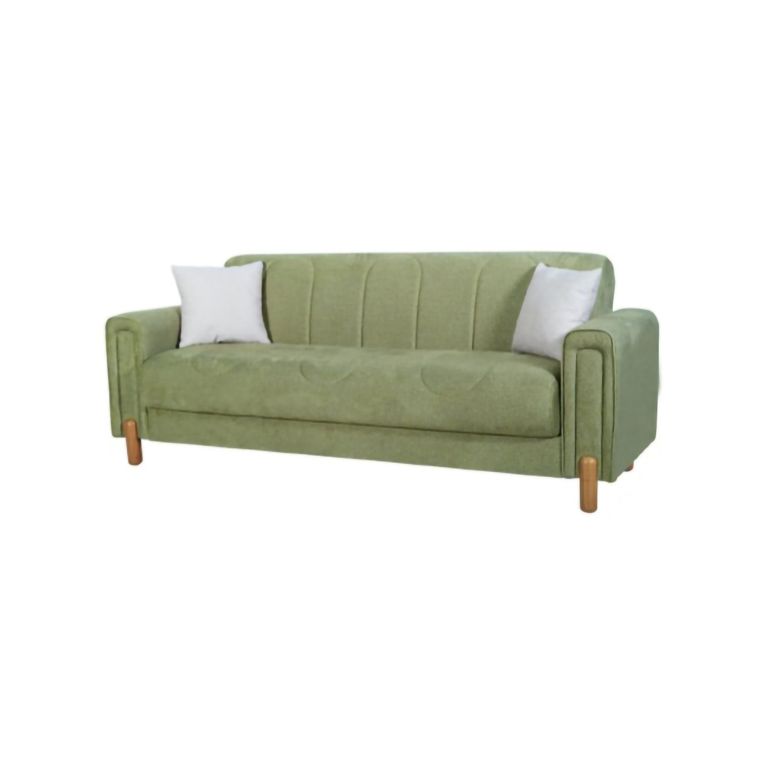 Divano Letto 3 Posti Verde Contenitore di Apertura Click-clack 226x86 cm, Lavabile - Papozze