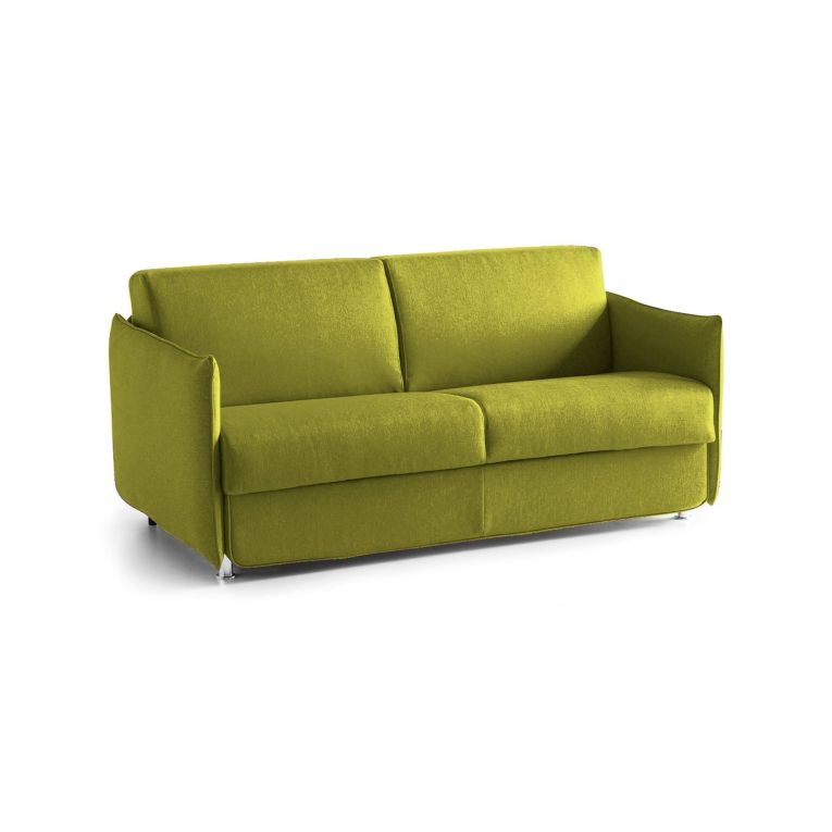 Divano Letto 3 Posti Verde Sfoderabile Contenitore 200x95 cm, Lavabile Made in Italy - Gravere