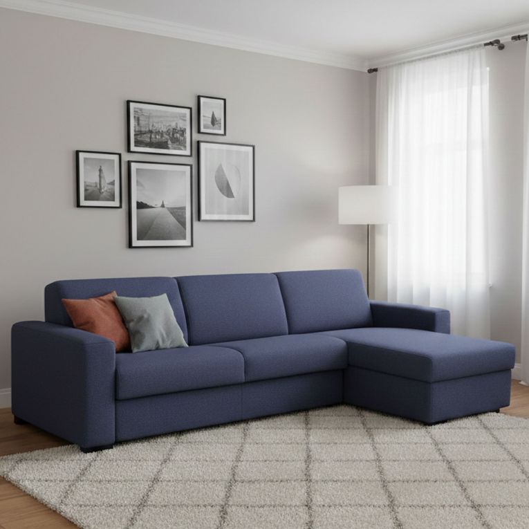 Divano letto 4 posti blu 280x95cm - Aika