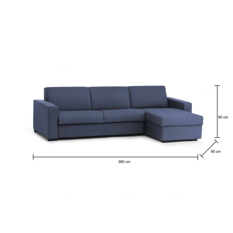 Divano letto 4 posti blu 280x95cm - Aika