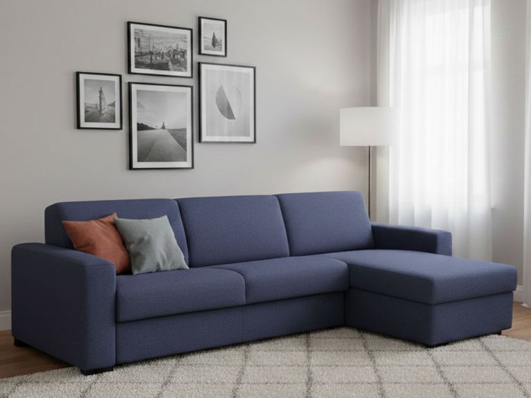 Divano letto 4 posti blu 280x95cm - Aika
