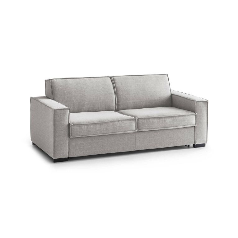 Divano Letto Achiropita, Divano a 2 posti Large, 100% Made in Italy, Sofà Soggiorno con apertura girevole, in tessuto imbottito, con Braccioli slim, Cm 180x95h90, Grigio