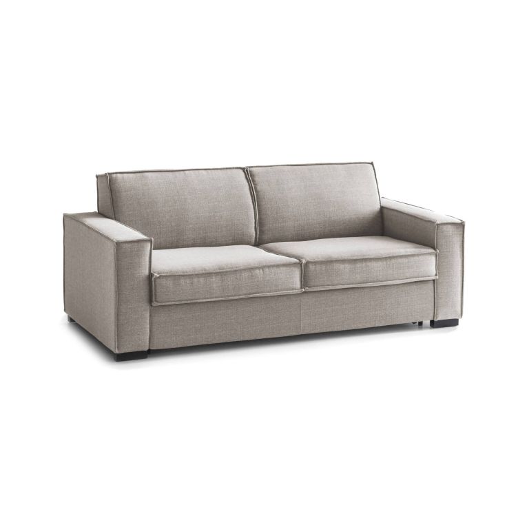 Divano Letto Addolorata, Divano a 3 posti, 100% Made in Italy, Sofà Soggiorno con apertura girevole, in tessuto imbottito, con Braccioli slim, Cm 200x95h90, Tortora