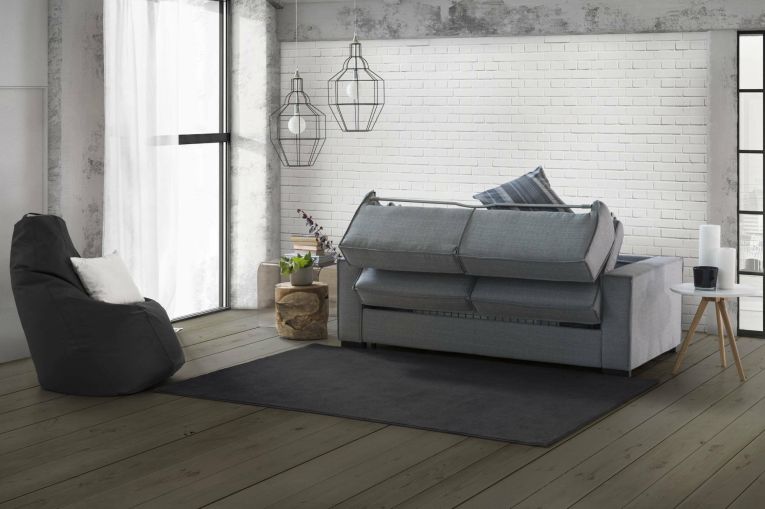 Divano Letto Adelina, Divano ad angolo, 100% Made in Italy, Sofà con apertura girevole, Penisola contenitore Sinistra, con Braccioli standard, Cm 280x95h90, Grigio
