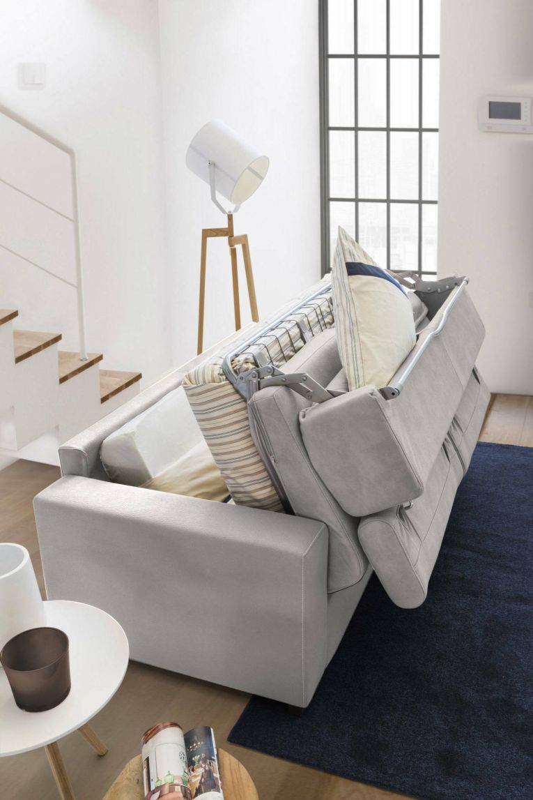 Divano Letto Adima, Divano ad angolo, 100% Made in Italy, Sofà con apertura girevole, Penisola contenitore Sinistra, con Braccioli slim, Cm 260x95h90, Grigio