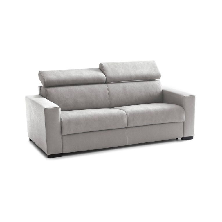 Divano Letto Afra, Divano a 2 posti, 100% Made in Italy, Sofà Soggiorno con apertura girevole, con poggiatesta regolabili e Braccioli standard, Cm 180x95h85, Grigio