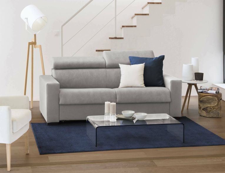 Divano Letto Aiko, Divano a 3 posti, 100% Made in Italy, Sofà Soggiorno con apertura girevole, con poggiatesta regolabili e Braccioli standard, Cm 220x95h85, Grigio
