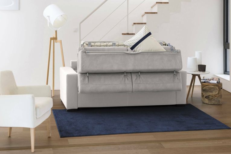 Divano Letto Alberta, Divano ad angolo, 100% Made in Italy, Sofà con apertura girevole, con Penisola contenitore Destra, con Braccioli standard, Cm 280x95h85, Grigio