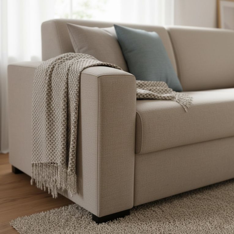 Divano Letto Alena, Divano a 2 posti, 100% Made in Italy, Sofà Soggiorno con apertura girevole, in tessuto imbottito, con Braccioli slim, Cm 160x95h90, Tortora
