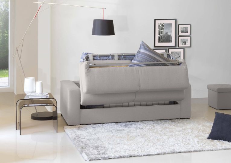 Divano Letto Aliana, Divano a 3 posti, 100% Made in Italy, Sofà Soggiorno con apertura girevole, in tessuto imbottito, con Braccioli standard, Cm 220x95h90, Grigio