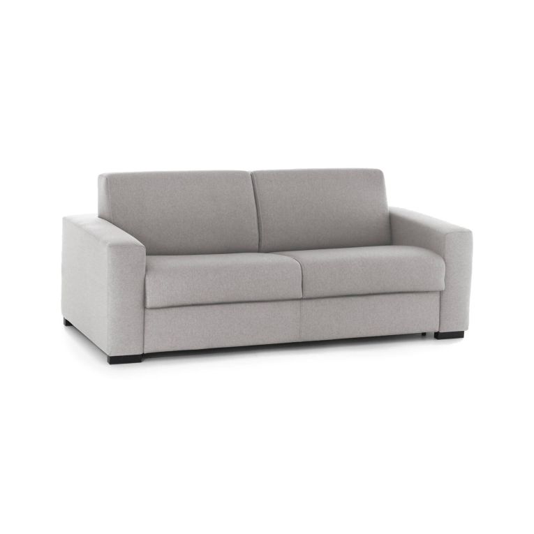 Divano Letto Alicia, Divano a 3 posti, 100% Made in Italy, Sofà Soggiorno con apertura girevole, in tessuto imbottito, con Braccioli slim, Cm 200x95h90, Grigio